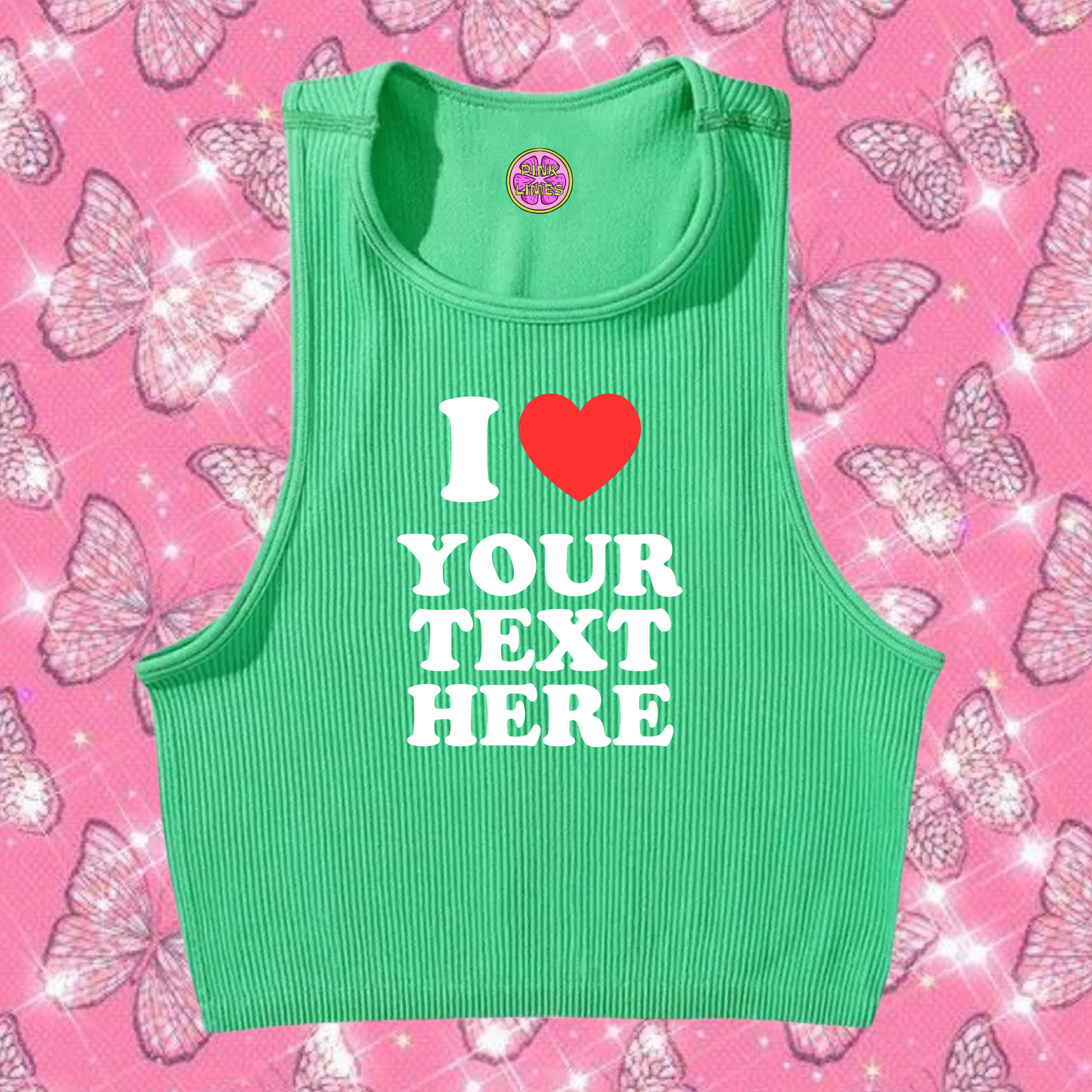 I Love Custom Text Tank Top Emerald Green