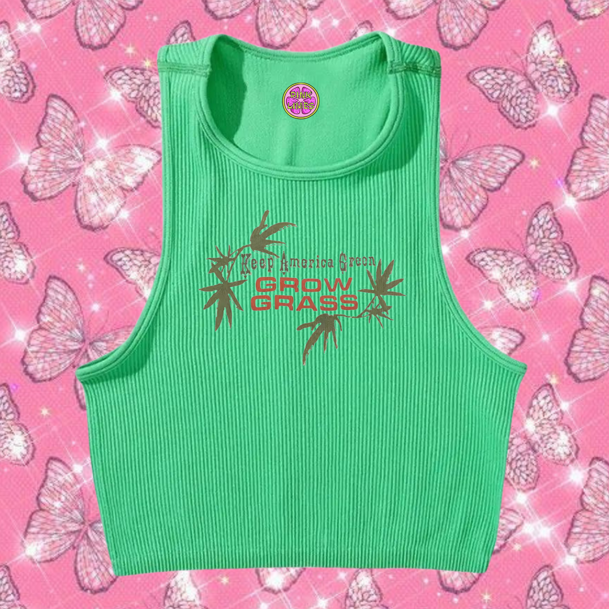 Grow Grass Crop Tank Top Emerald Green