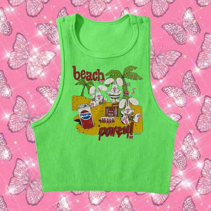 Beach Party Crop Tank Top Green