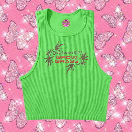 Grow Grass Crop Tank Top Green