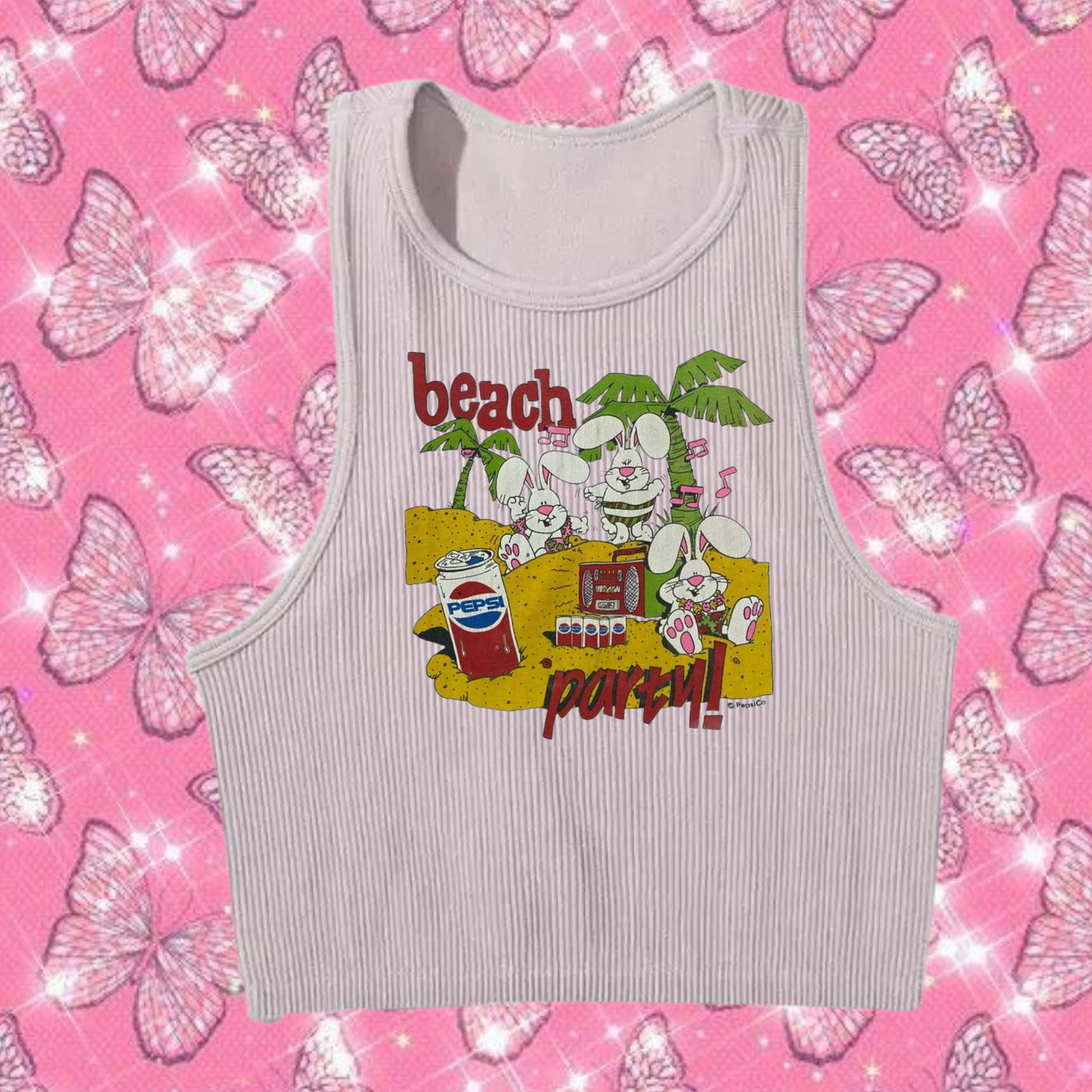 Beach Party Crop Tank Top Grey