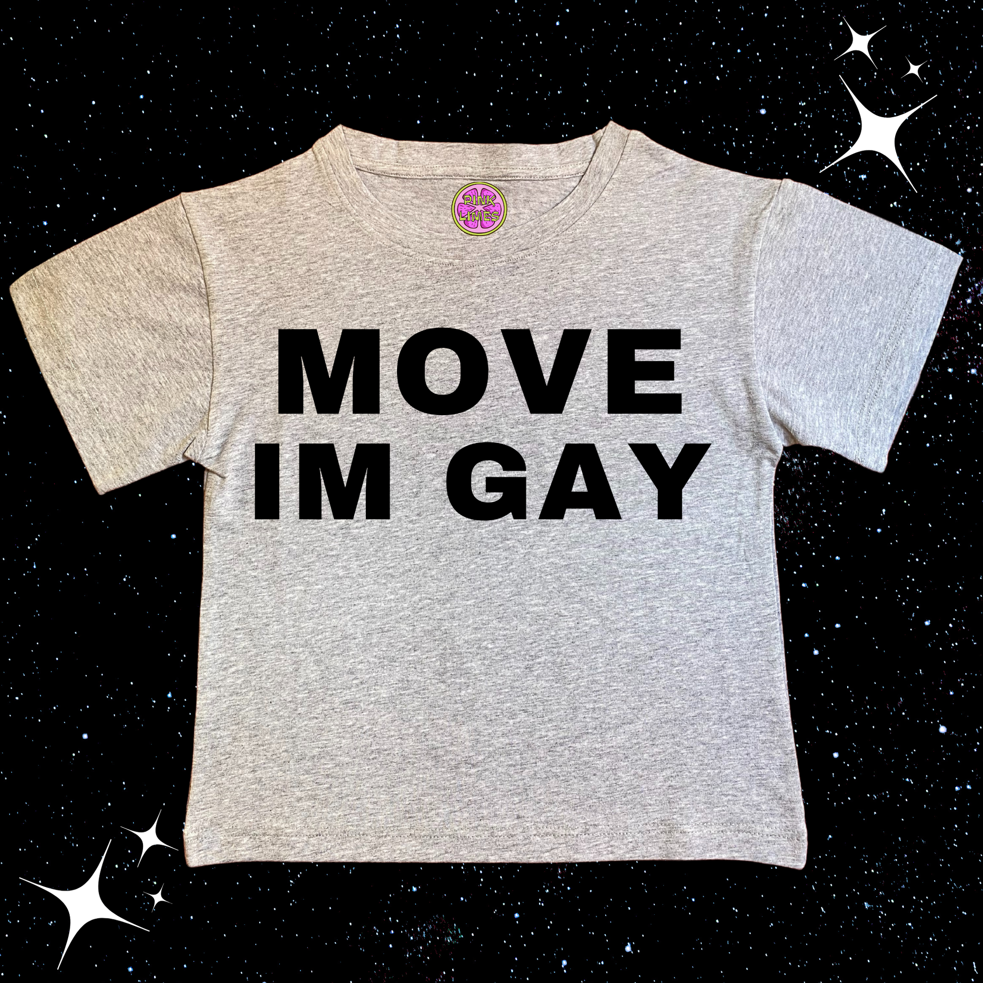 MOVE IM GAY Crop Tee Grey