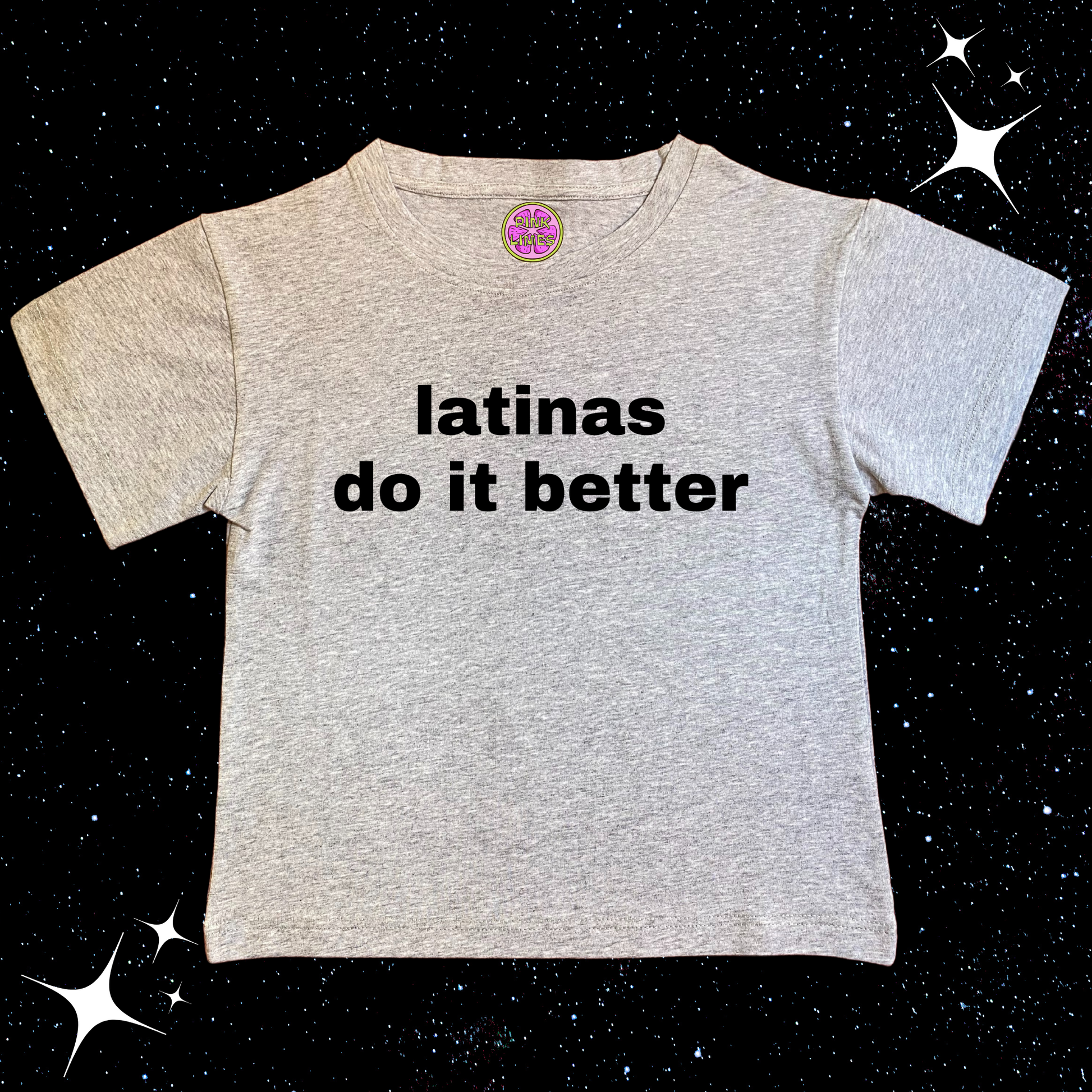 Latinas Do It Better Crop Tee Grey