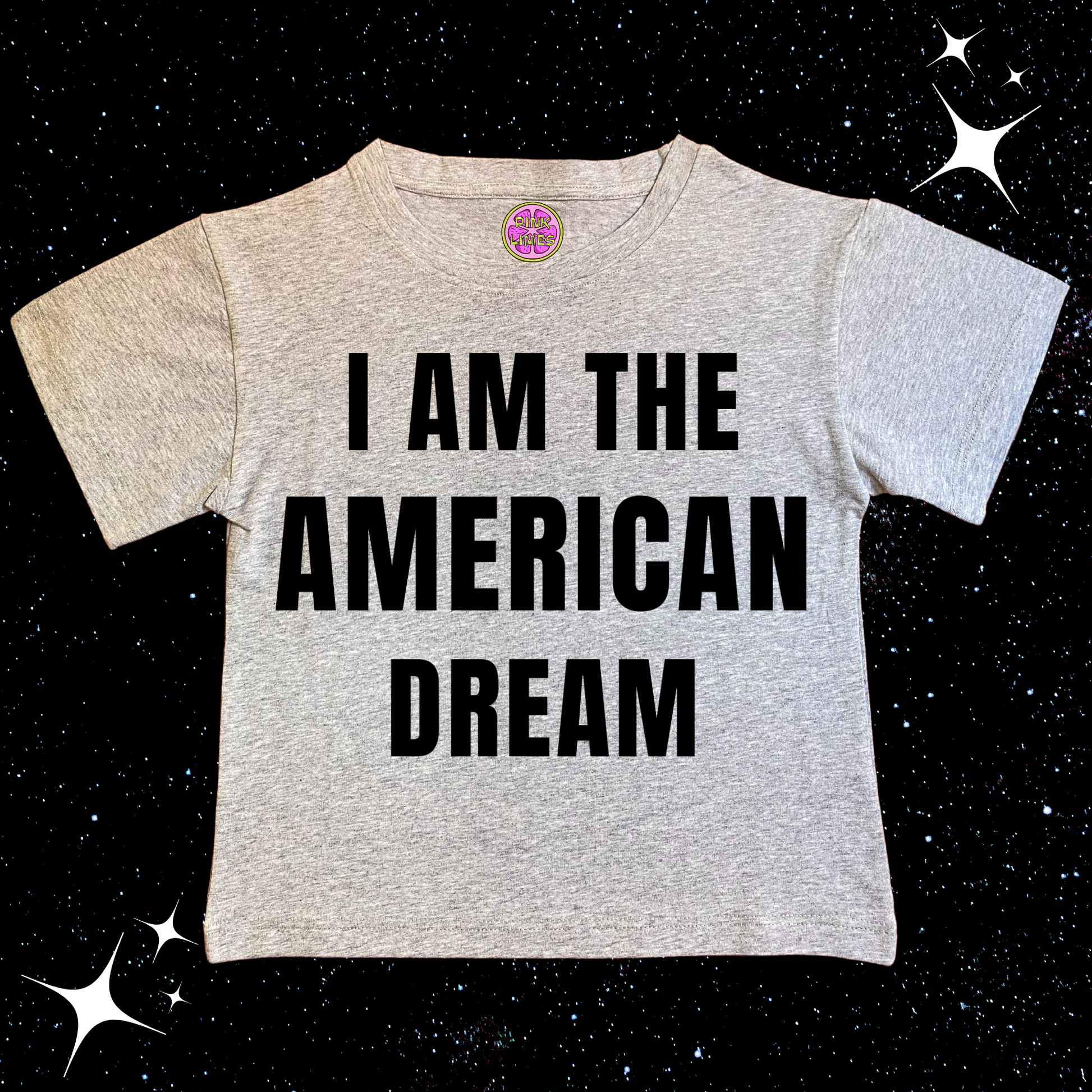 I Am The American Dream Crop Tee Grey