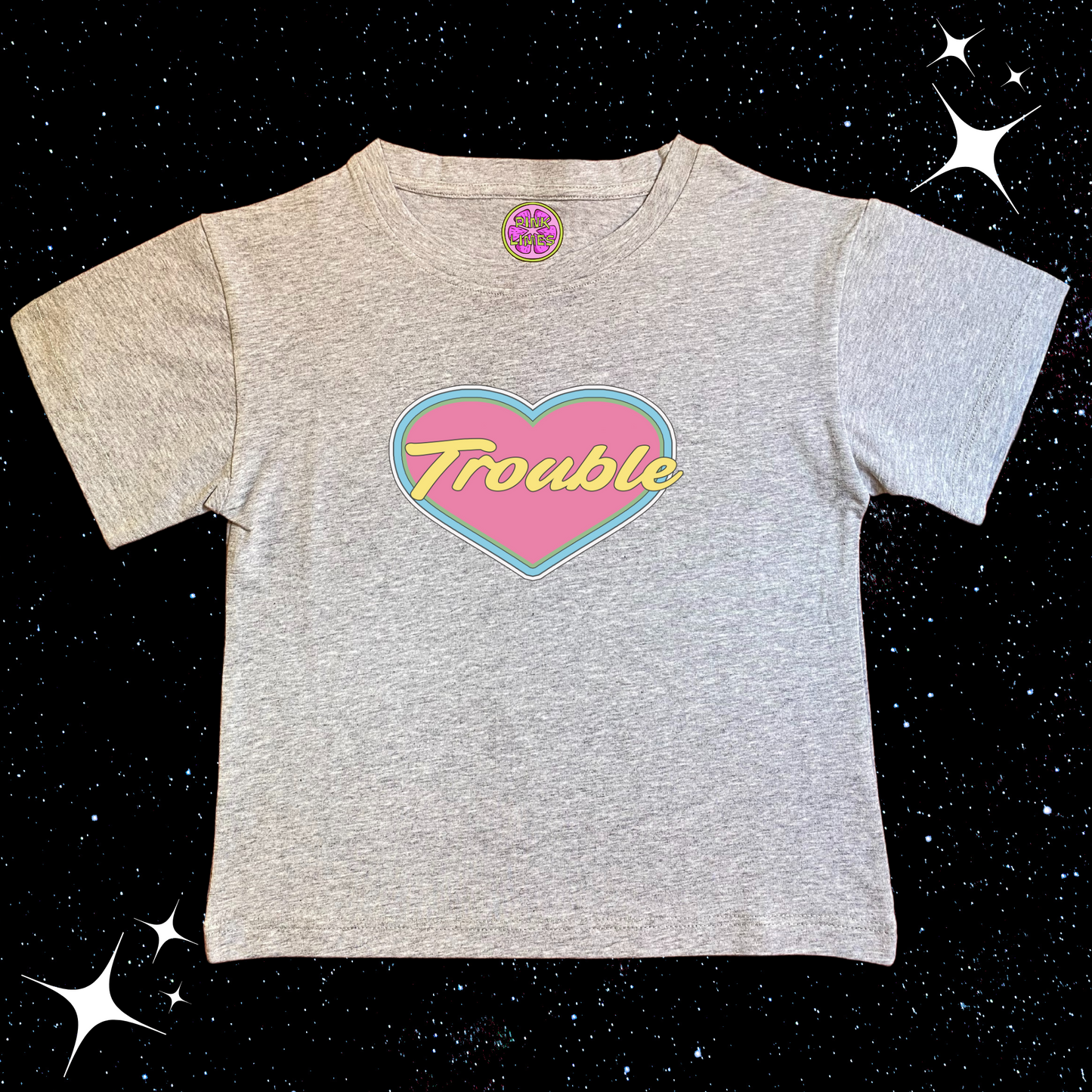 Trouble Crop Tee Grey