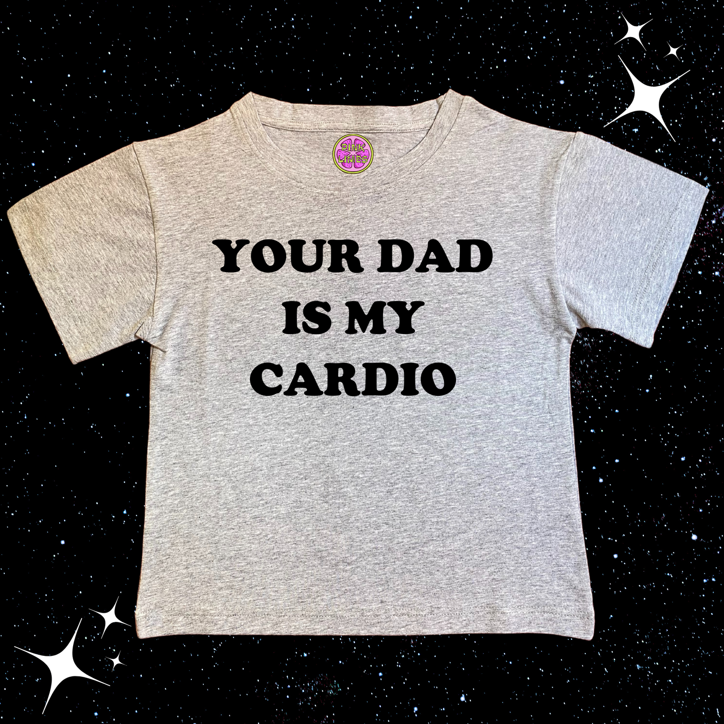 Your Dad Is My Cardio Crop Tee Grey