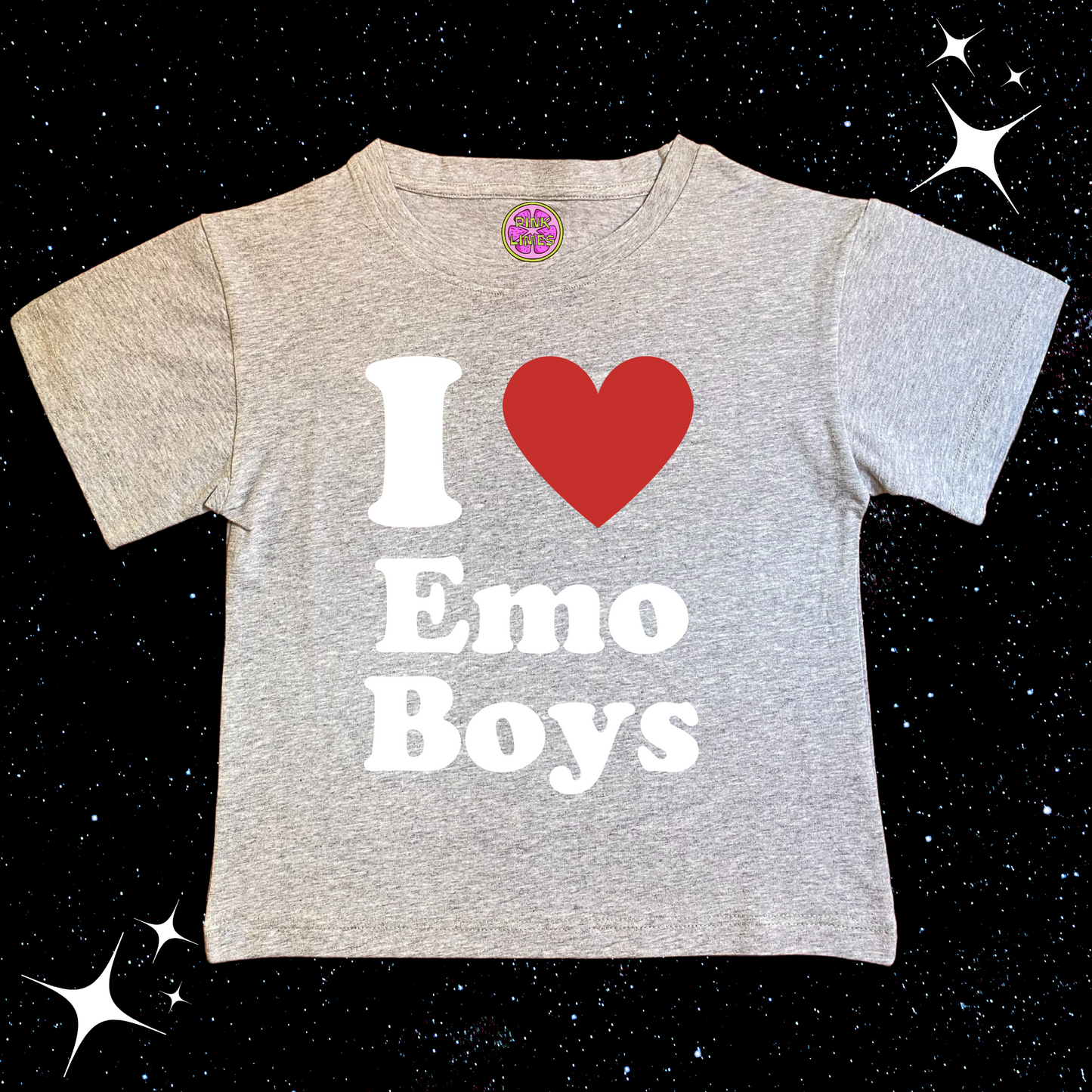 I Love Emo Boys Crop Tee Grey