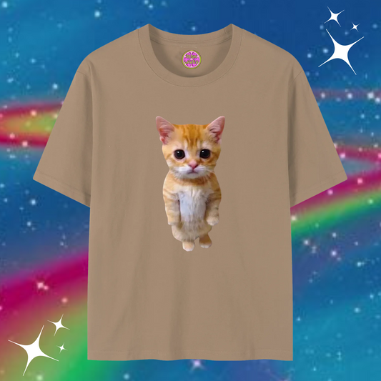 Cute Cat Baggy Tee Khaki