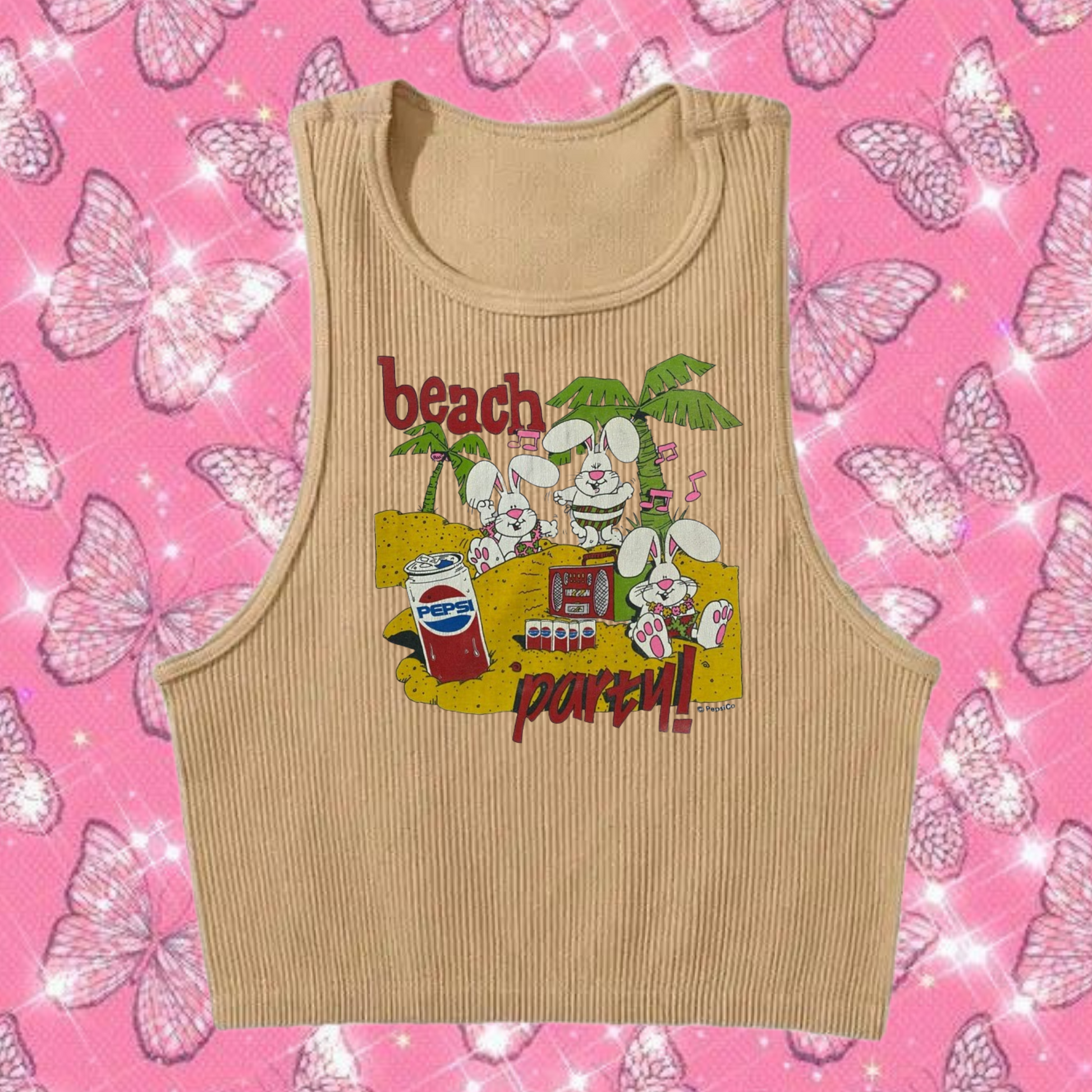 Beach Party Crop Tank Top Khaki