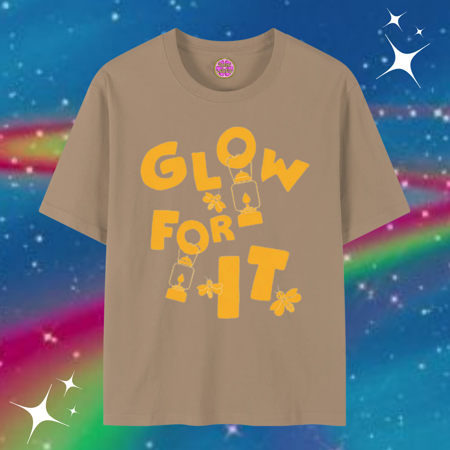 Glow For It Baggy Tee Khaki