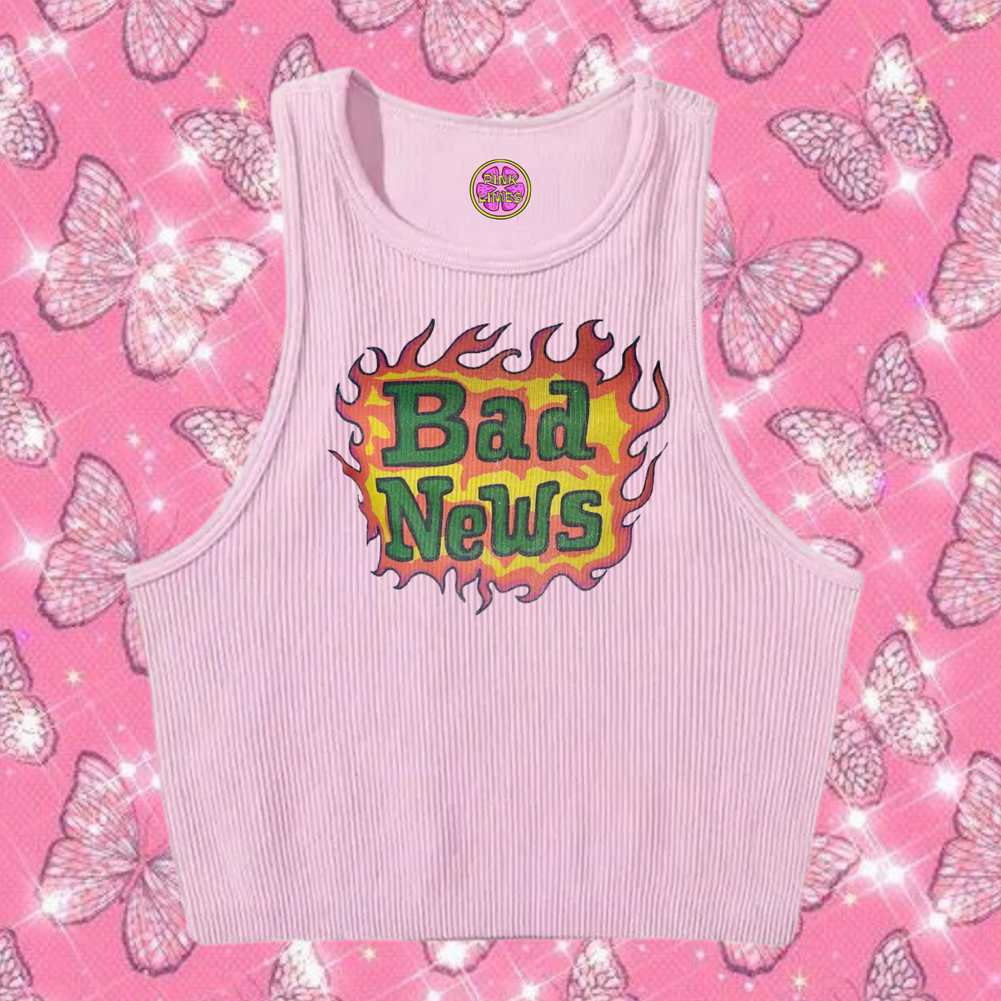 Bad News Crop Tank Top Light Purple