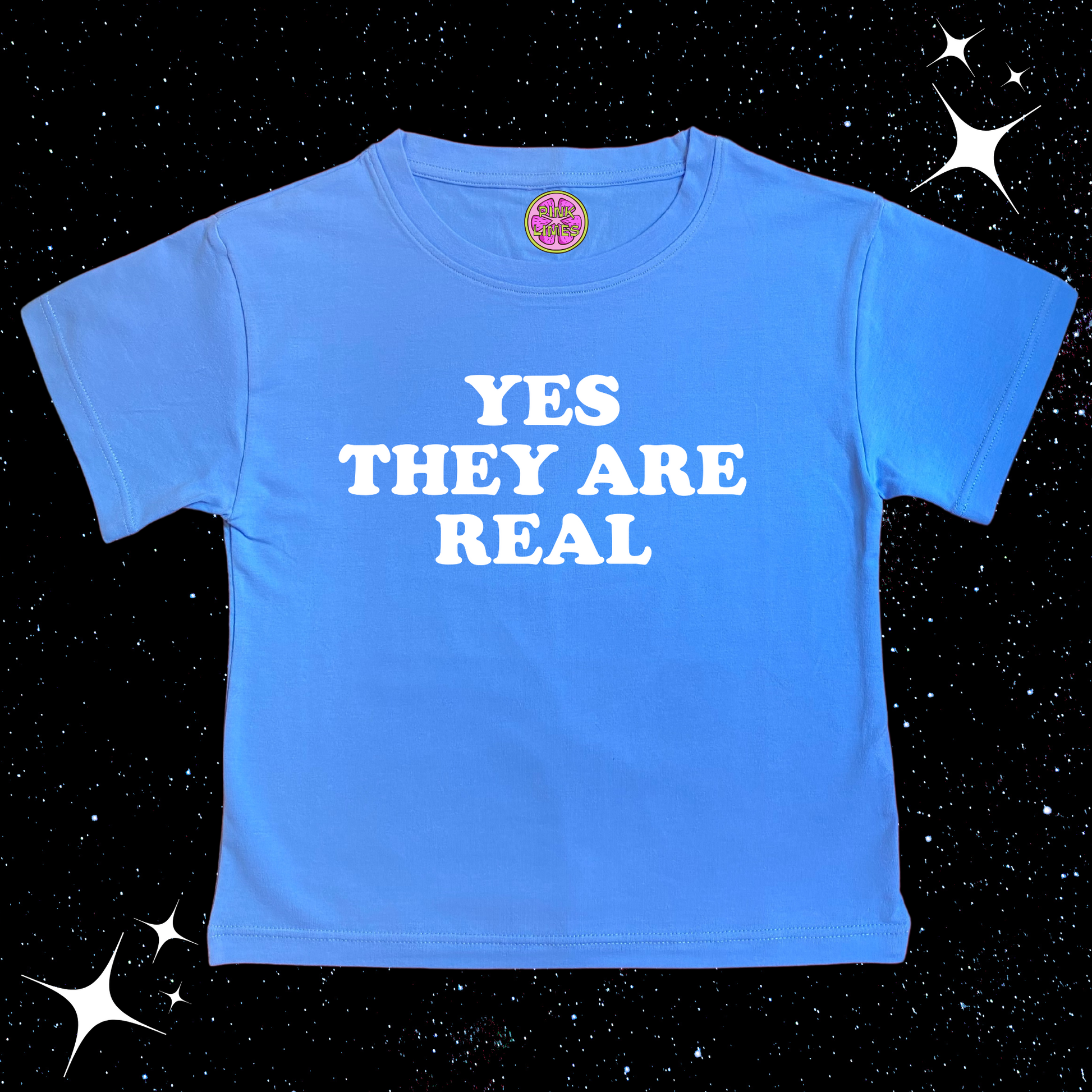 Yes They Are Real Crop Tee Lake Blue