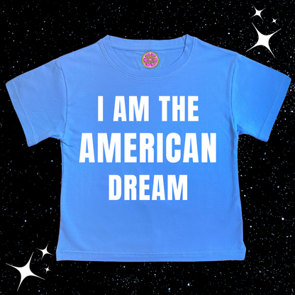 I Am The American Dream Crop Tee Lake Blue