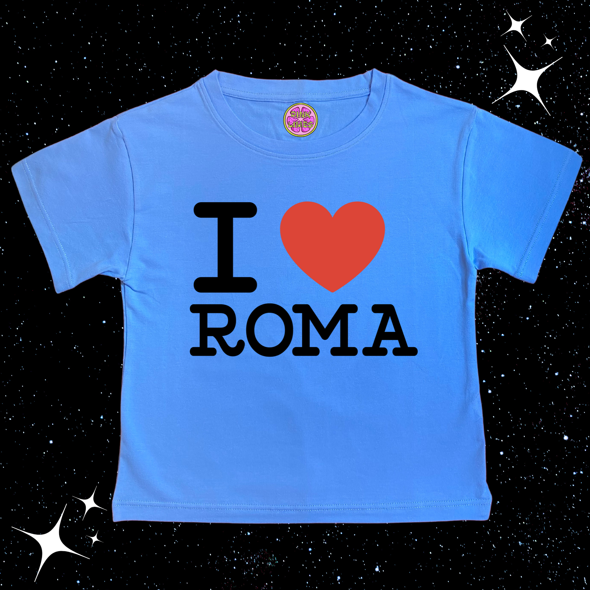 I Love Roma Blue Crop Tee