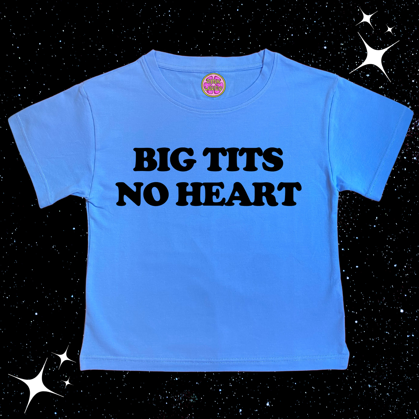 Big T*ts No Heart Crop Tee Lake Blue