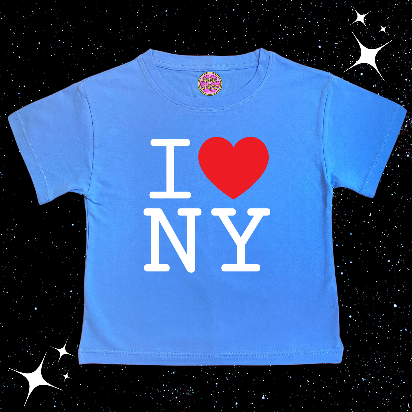 I Love NY Crop Tee Lake Blue