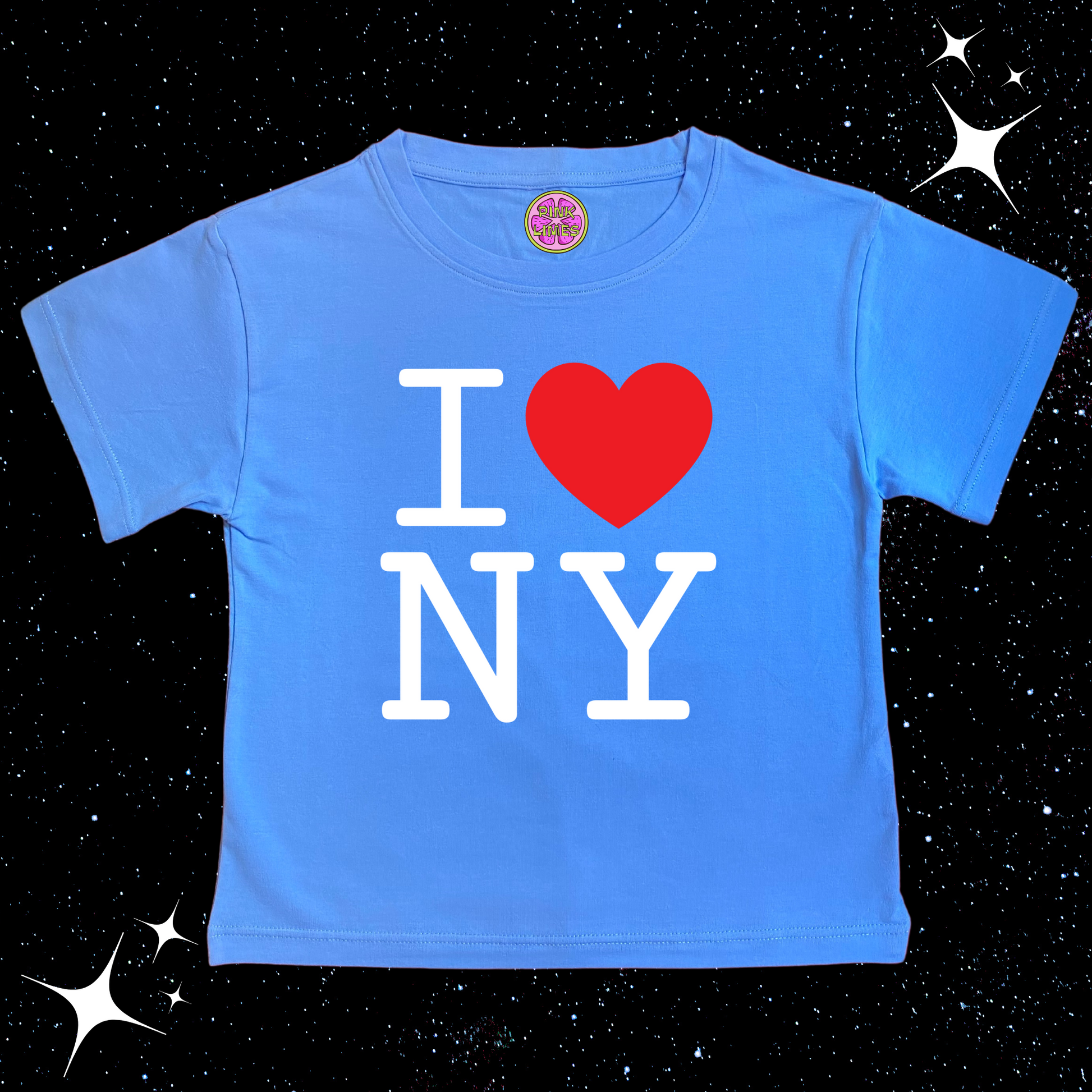 I Love NY Crop Tee Lake Blue