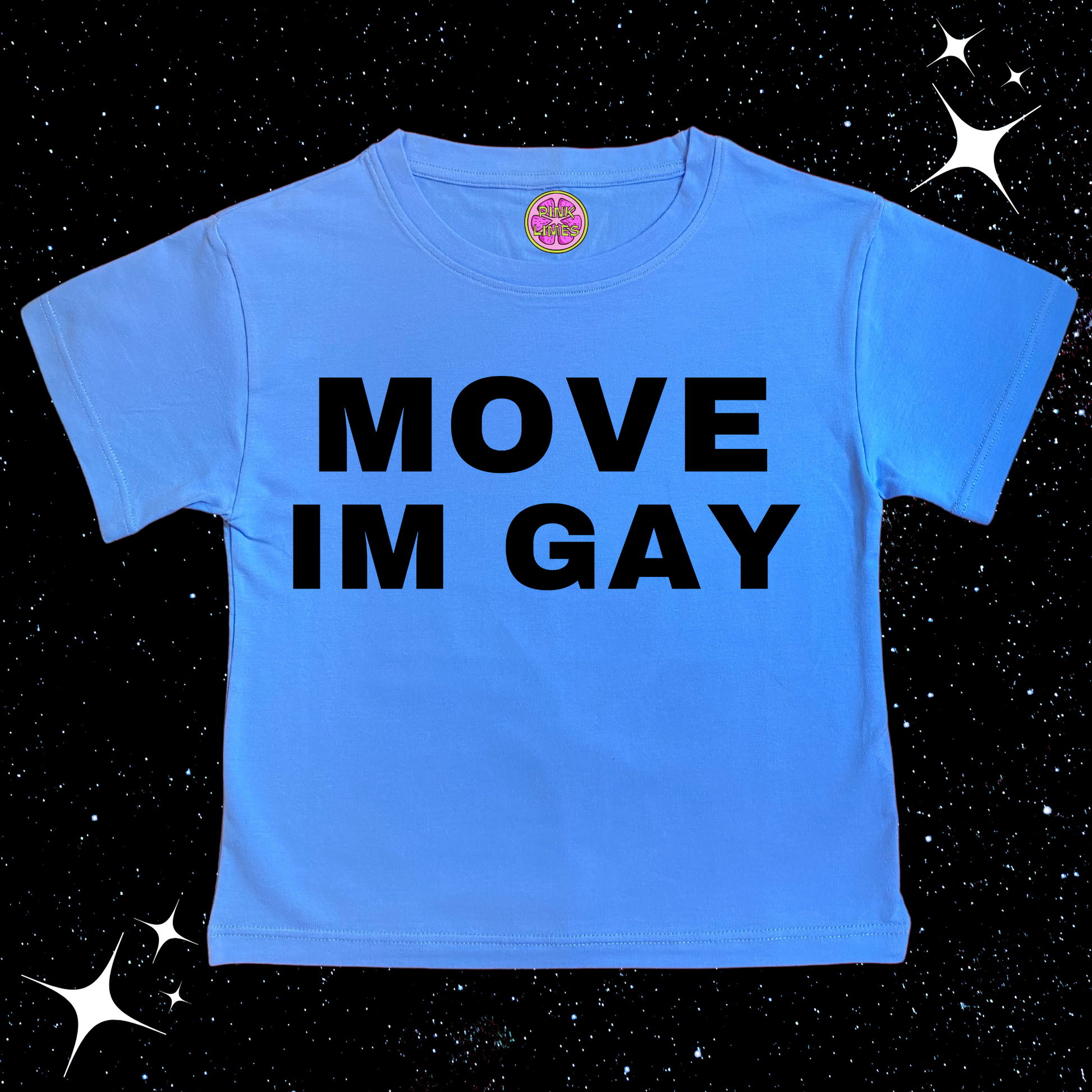 MOVE IM GAY Crop Tee Lake Blue