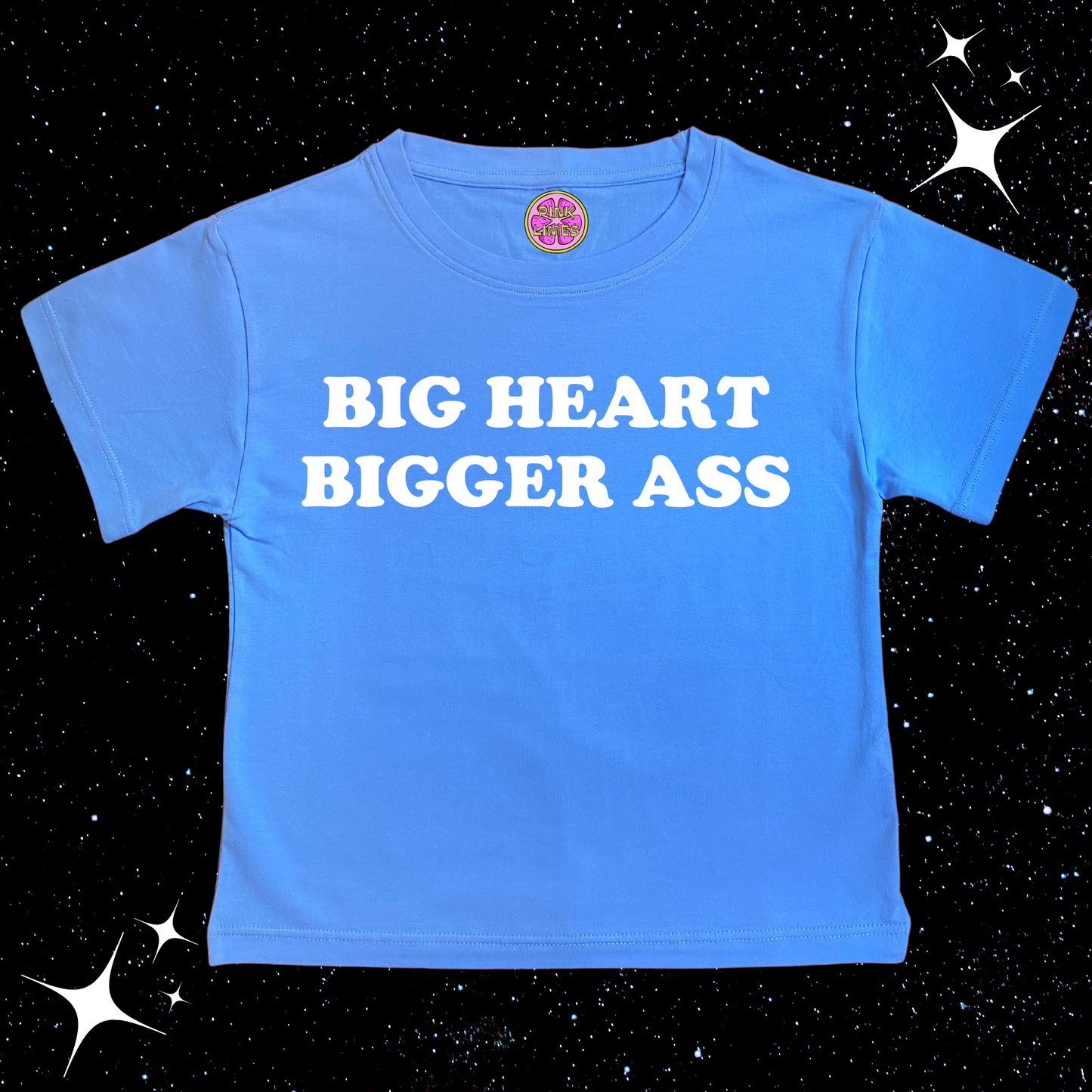 Big Heart Bigger Ass Crop Tee Lake Blue