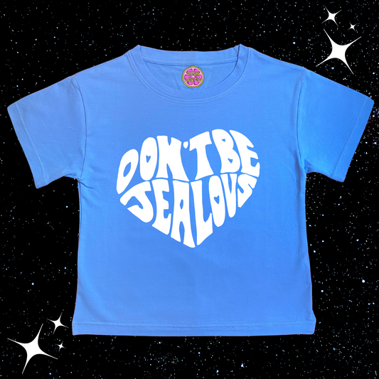 Don't Be Jealous Crop Tee Lake Blue