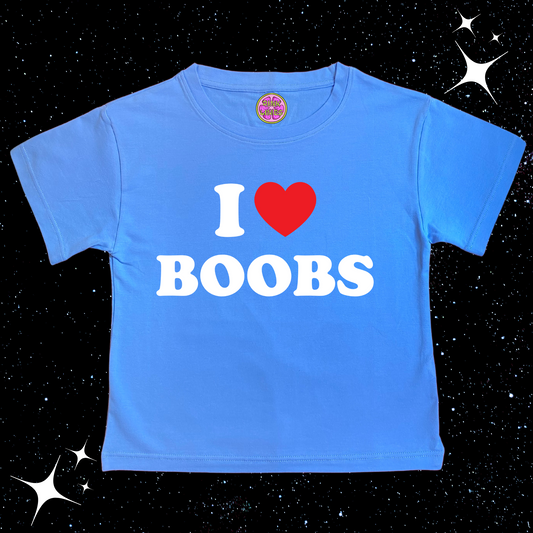 I Love B*obs Crop Tee Lake Blue