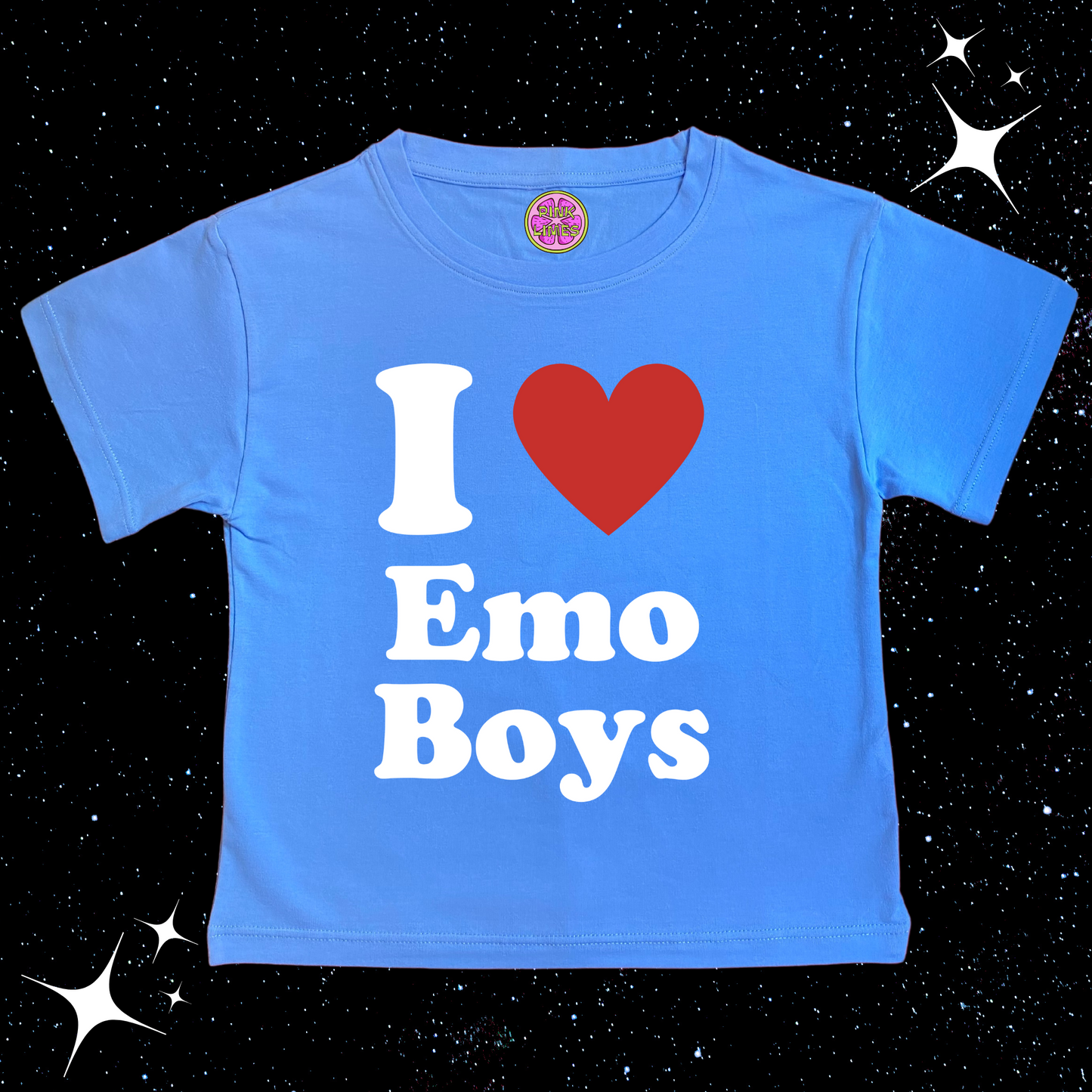 I Love Emo Boys Crop Tee Lake Blue