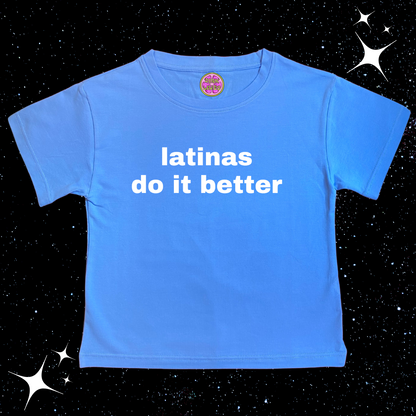 Latinas Do It Better Crop Tee Lake Blue