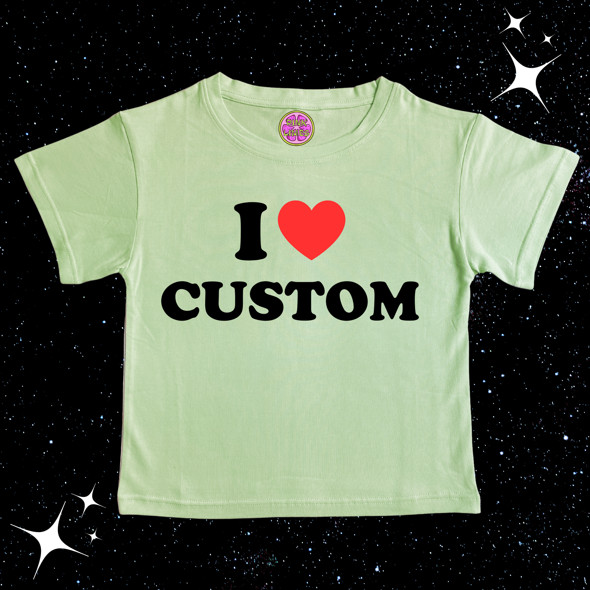 I Love Custom Crop Tee Light Green