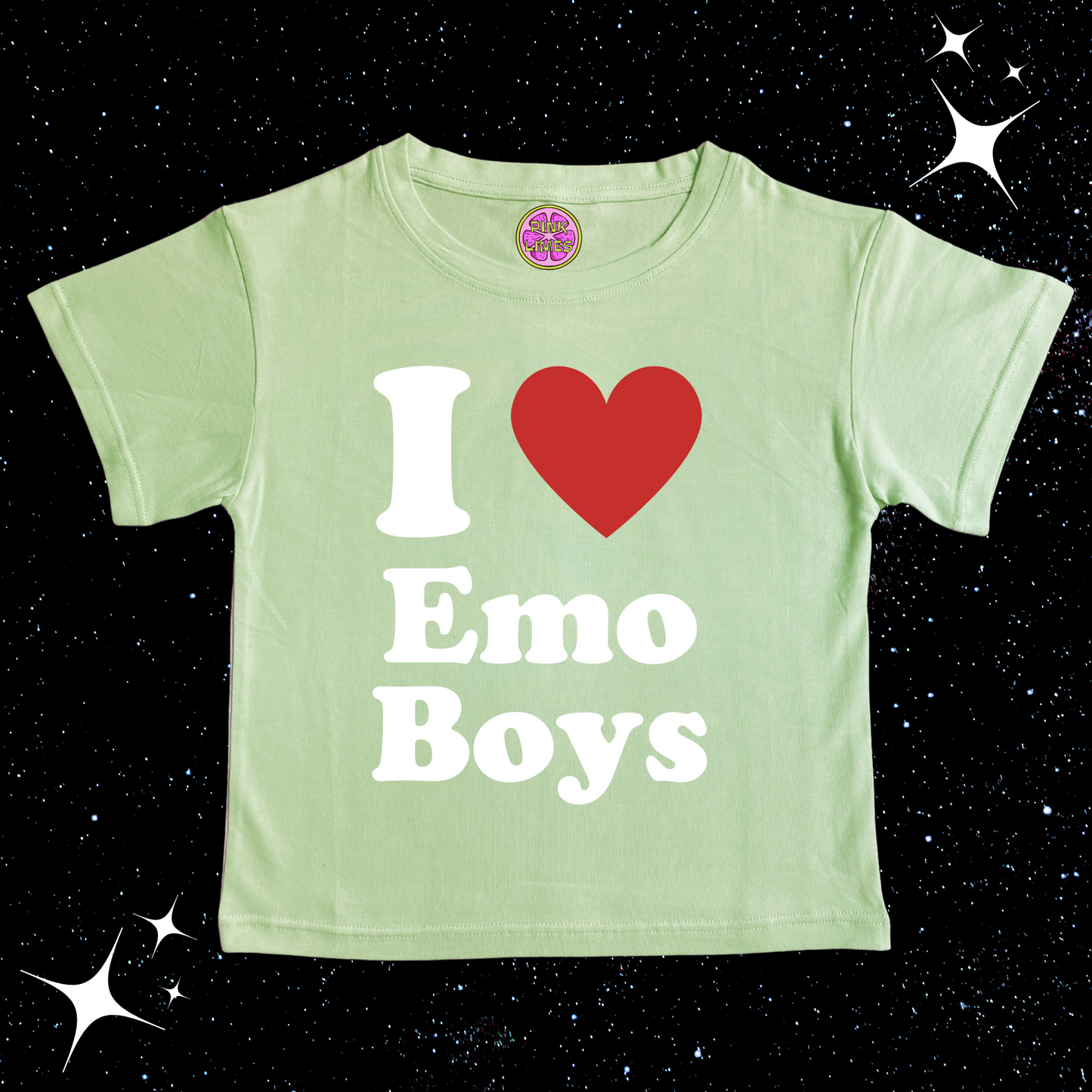 I Love Emo Boys Crop Tee Light Green