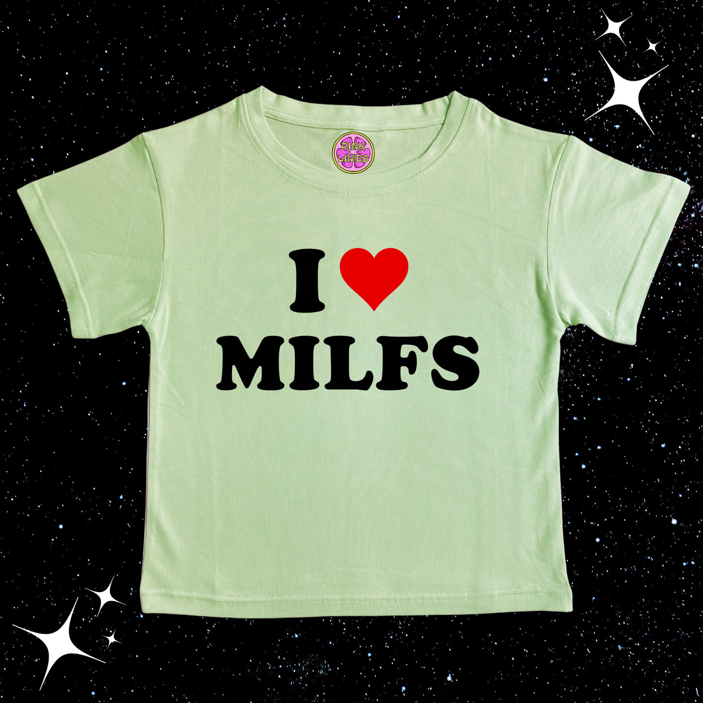 I Love MILFS Crop Tee Light Green