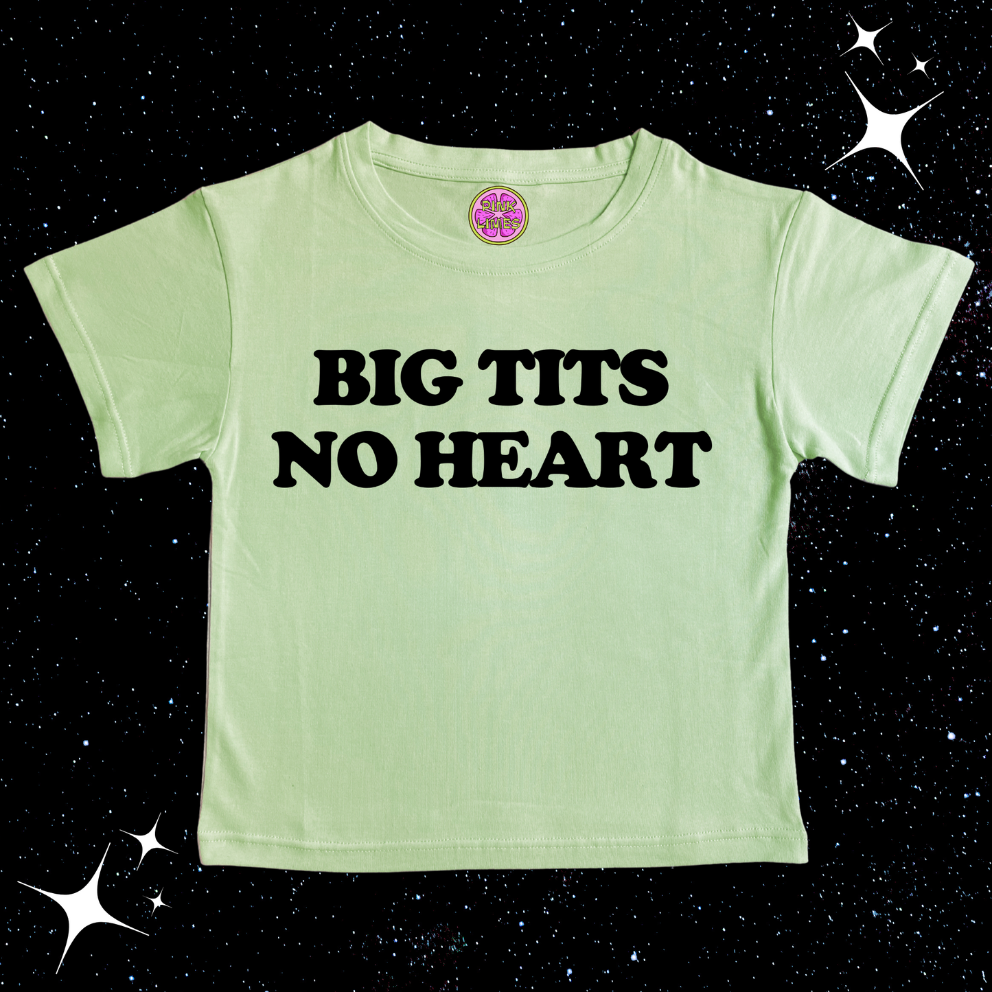 Big T*ts No Heart Crop Tee Light Green