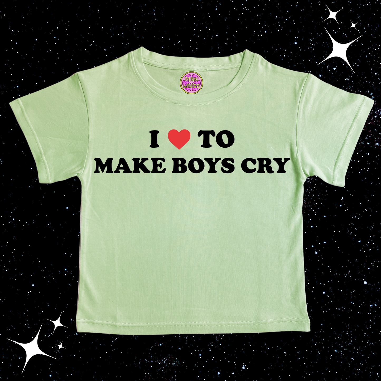 I Love To Make Boys Cry Crop Tee Light Green