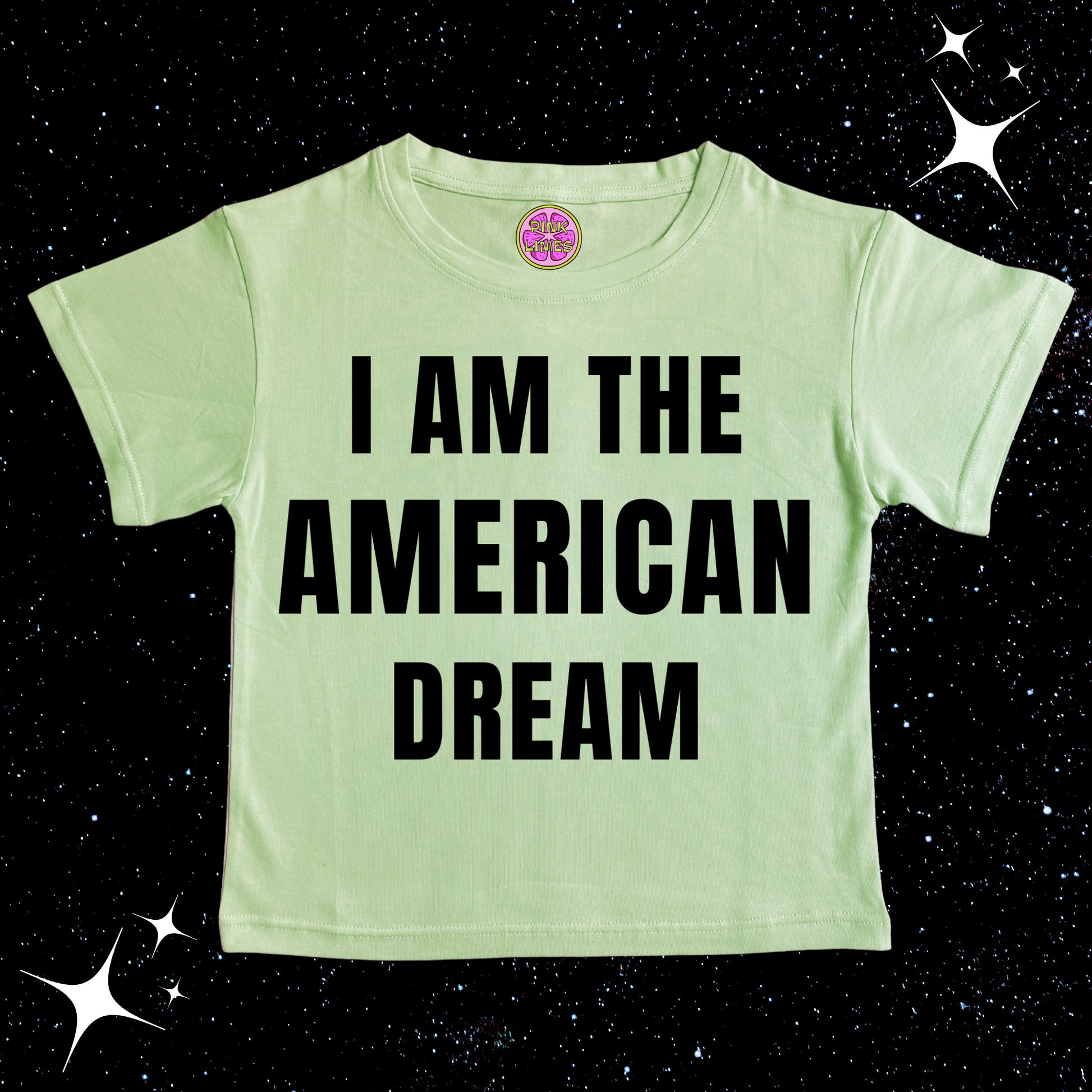 I Am The American Dream Crop Tee Light Green