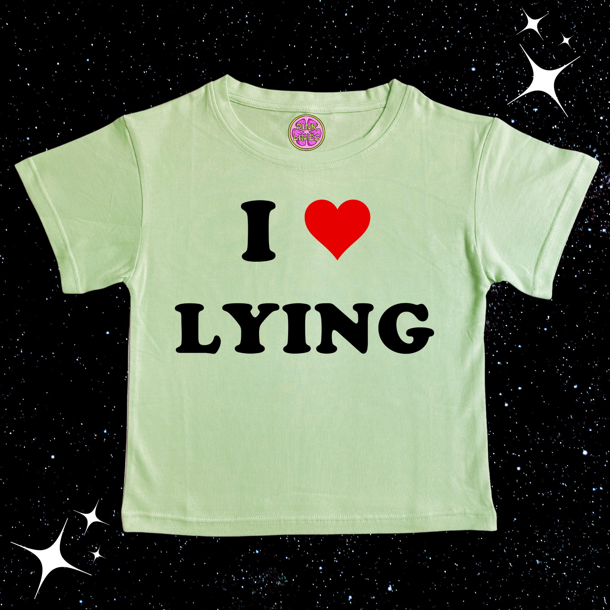 I Love Lying Crop Tee Light Green