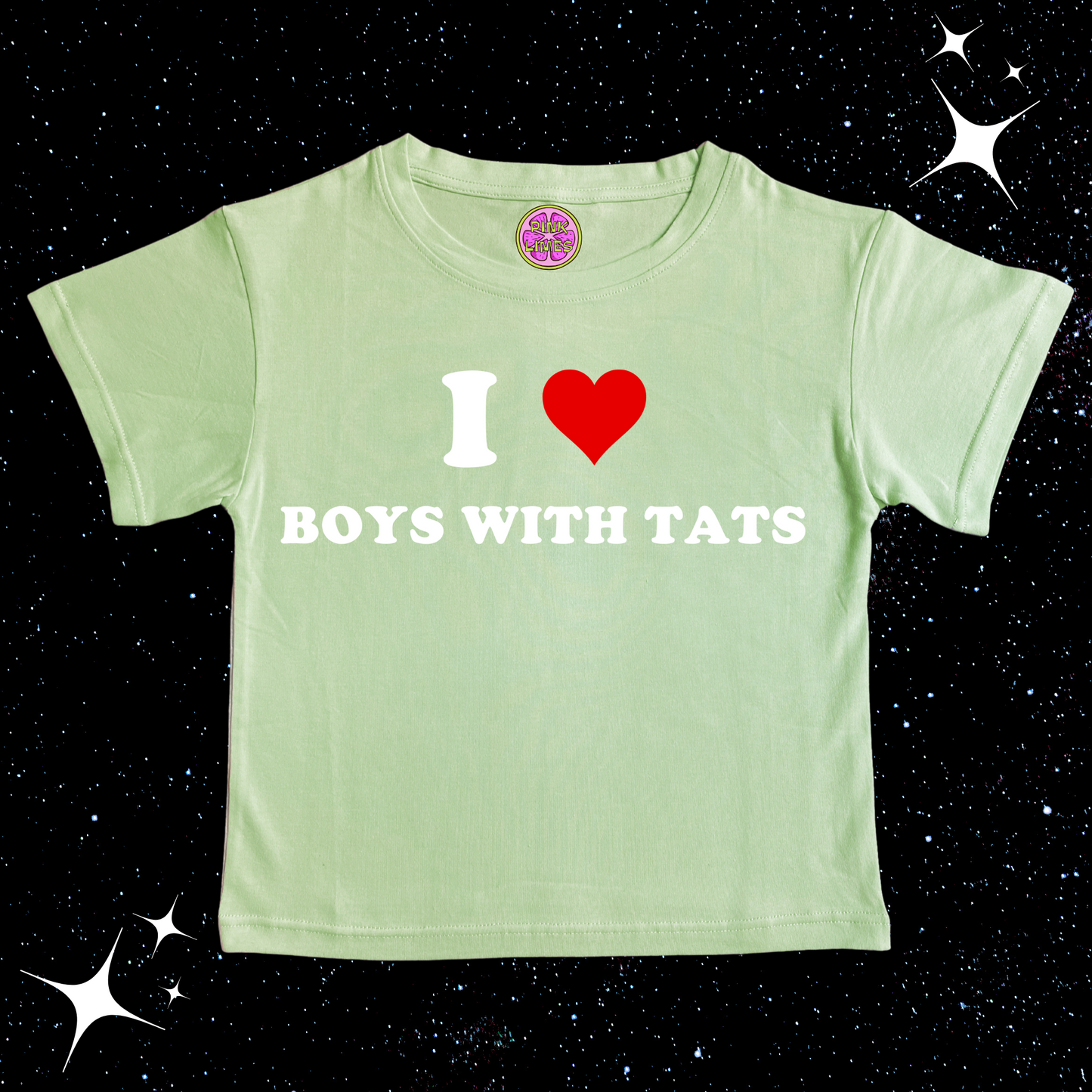 I love boys with tats Crop Tee Light Green