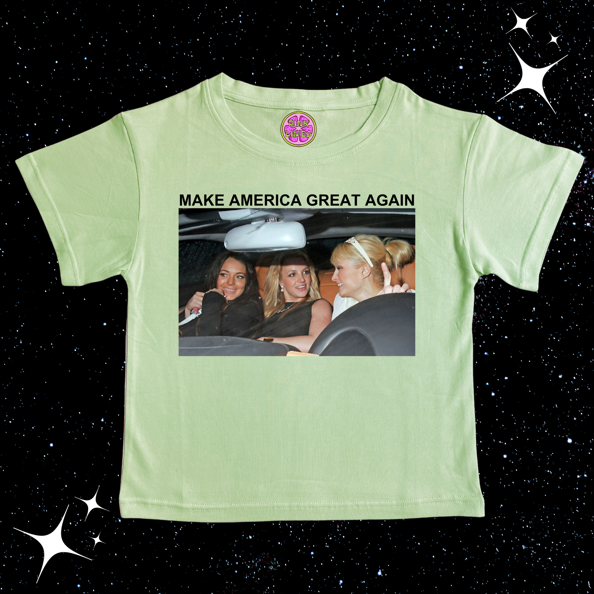 Make America Great Again Crop Tee Light Green