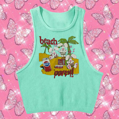 Beach Party Crop Tank Top Mint Green