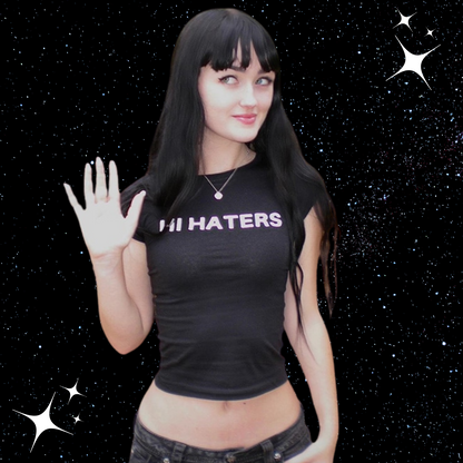 Hi Haters Bye Haters Crop Tee Black