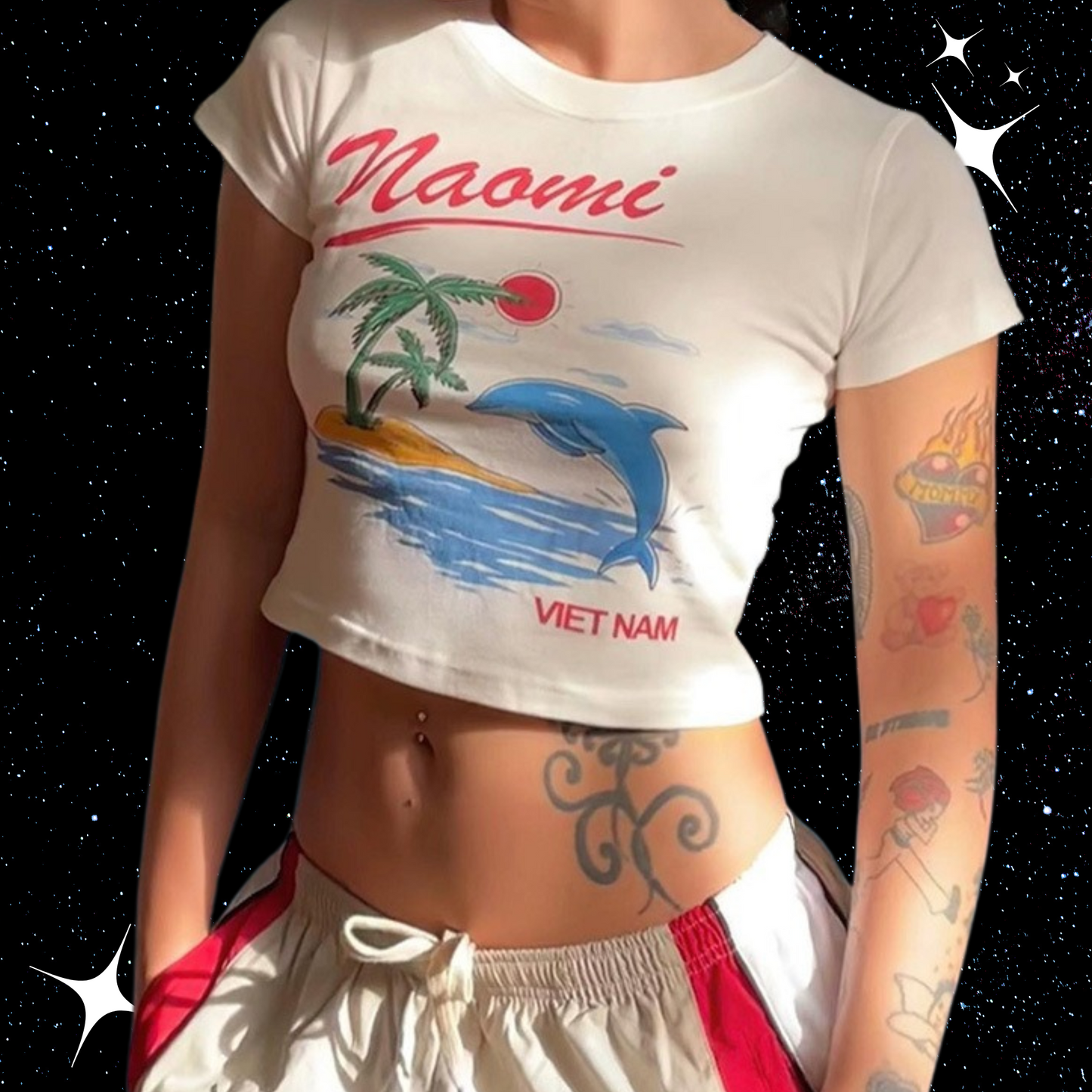 Beach Illustration Crop Tee