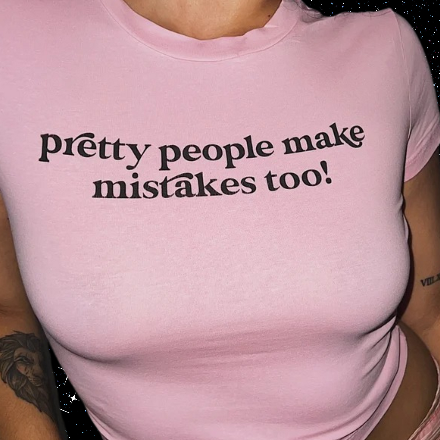 Pretty People Make Mistakes Too! Pink Crop Tee