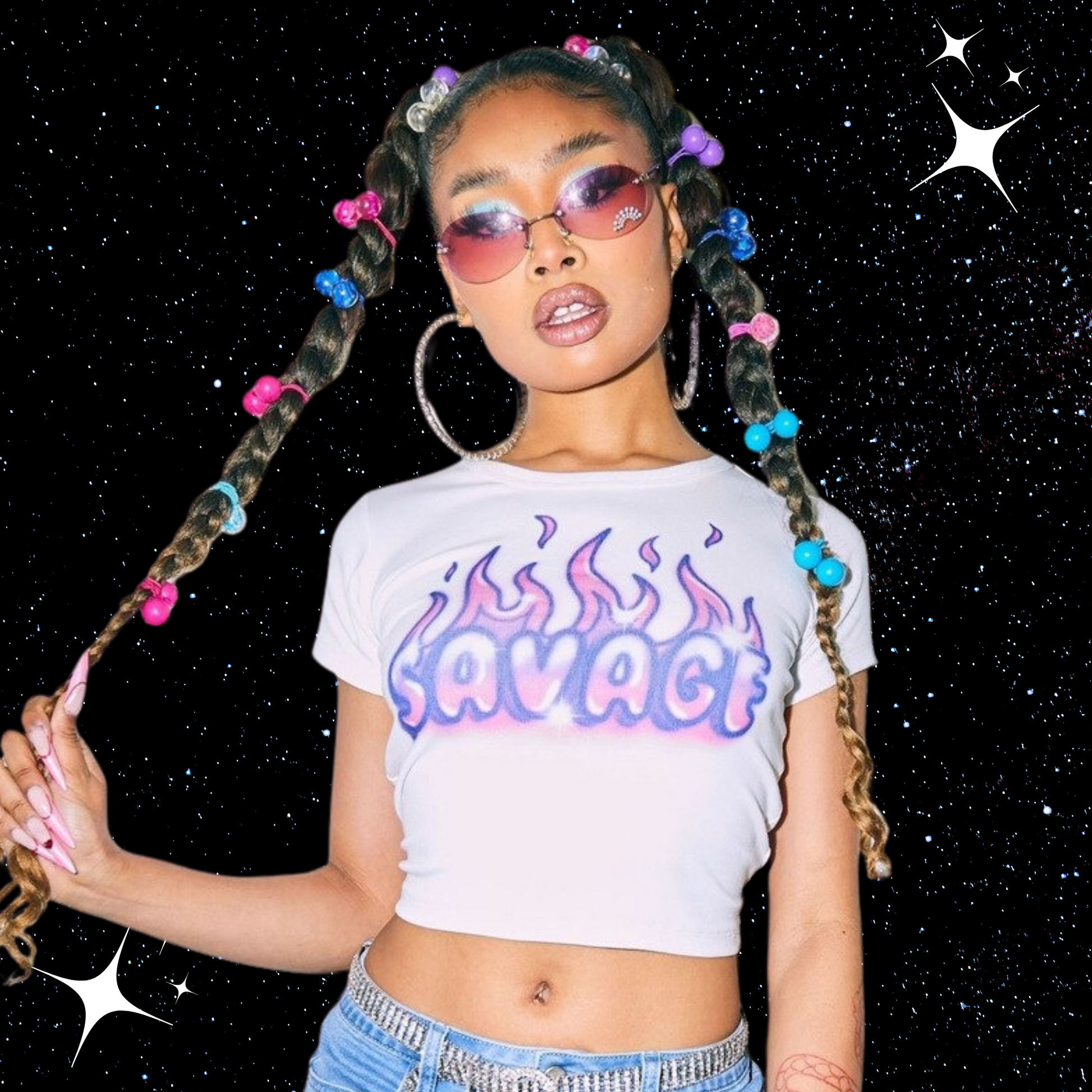 Savage Graffiti Print Crop Tee