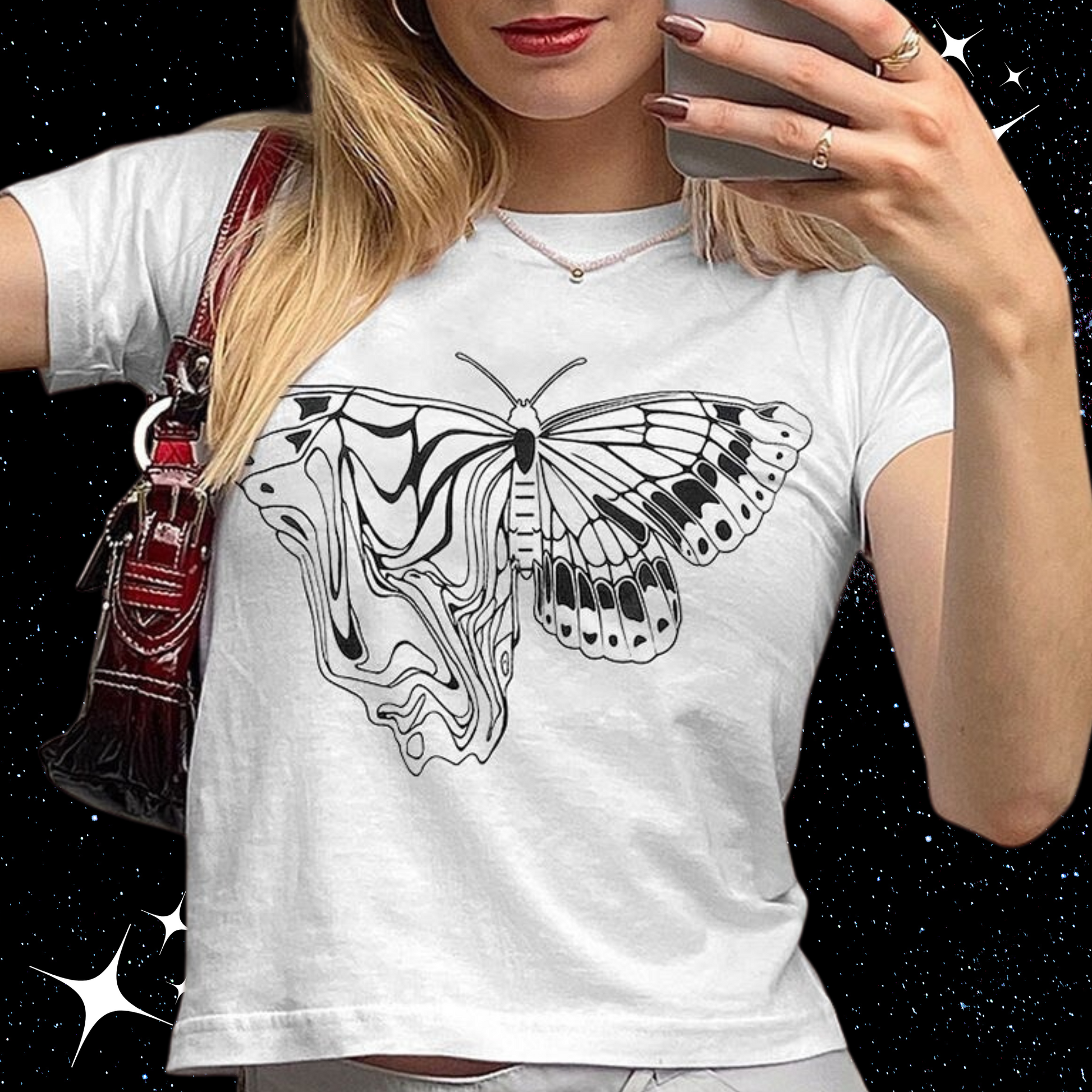 Trippy Butterfly Crop Tee