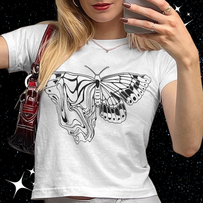 Trippy Butterfly Crop Tee