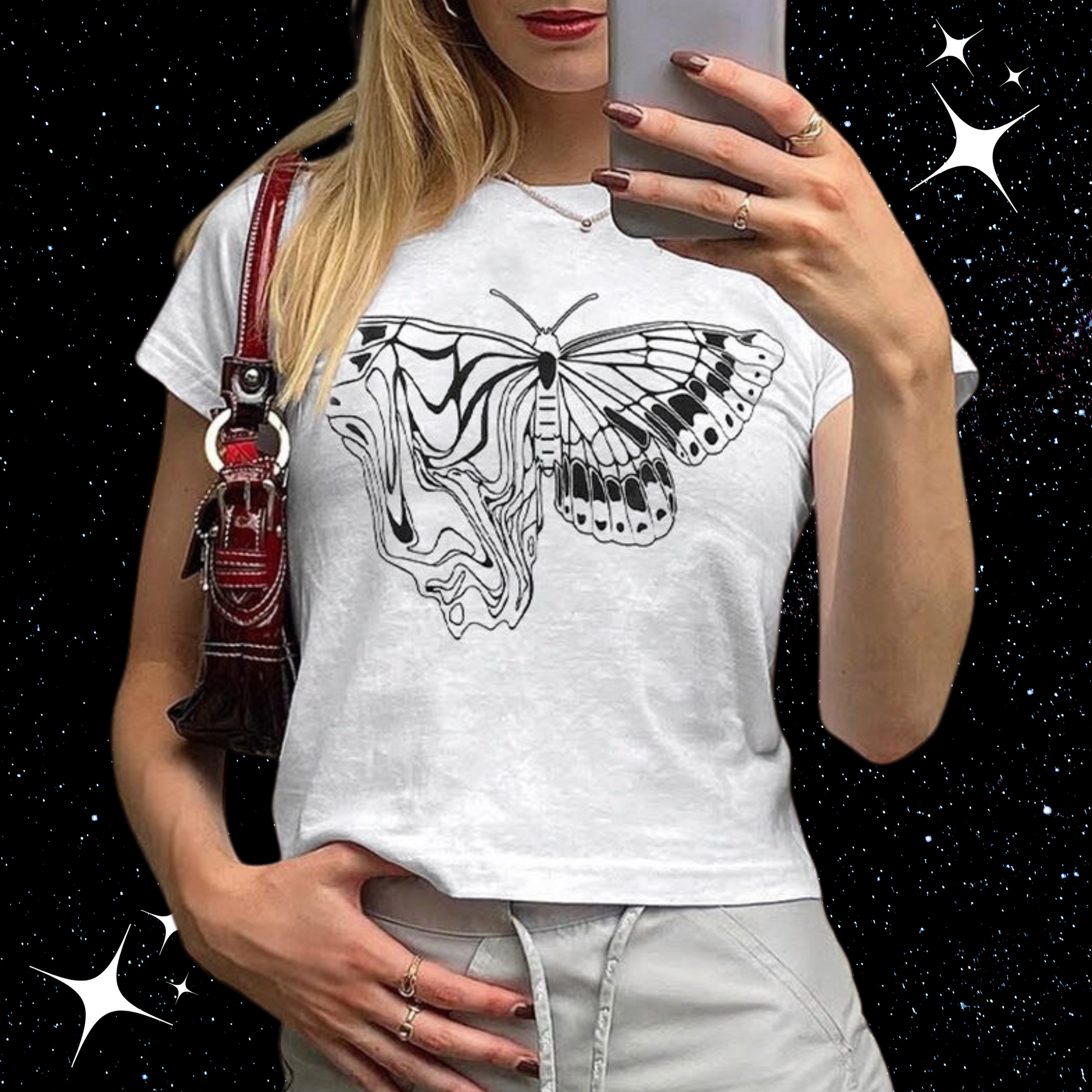 Trippy Butterfly Crop Tee