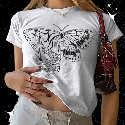 Trippy Butterfly Crop Tee