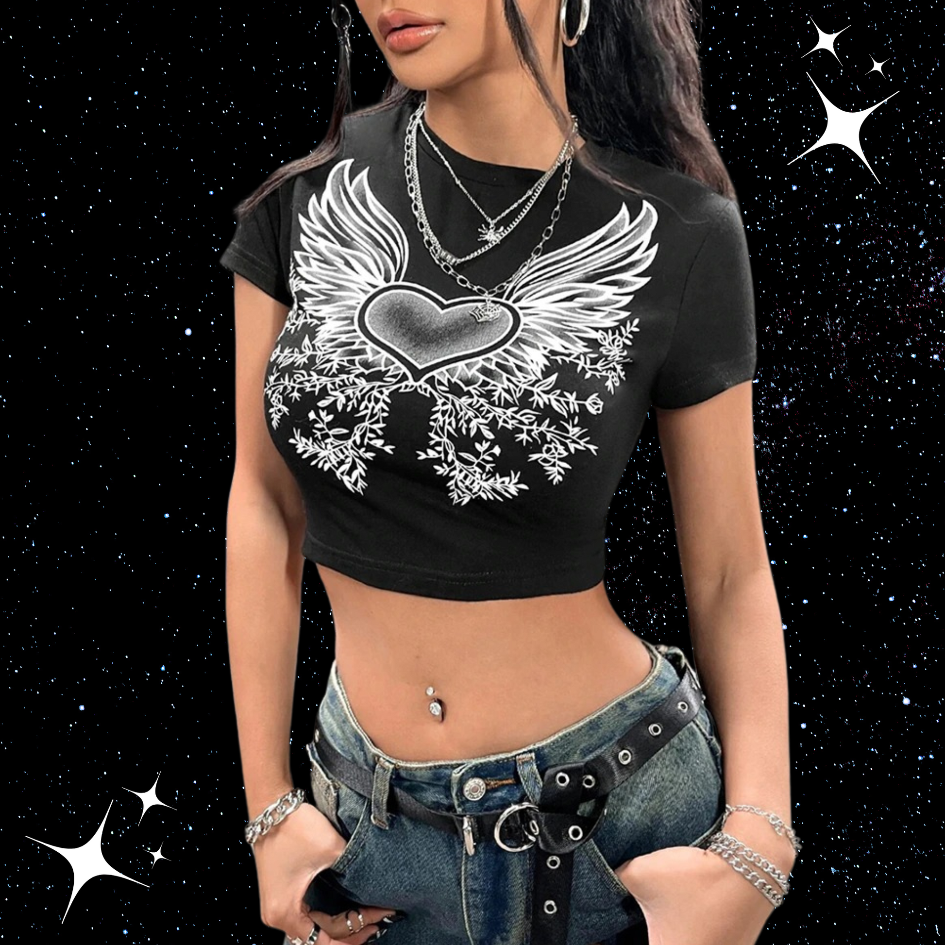 Angel Heart Gothic Crop Tee