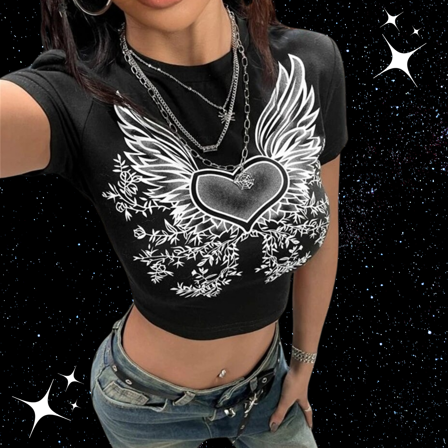 Angel Heart Gothic Crop Tee