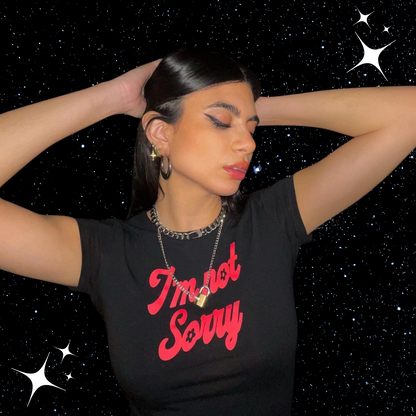 I'm Not Sorry Black Crop Tee