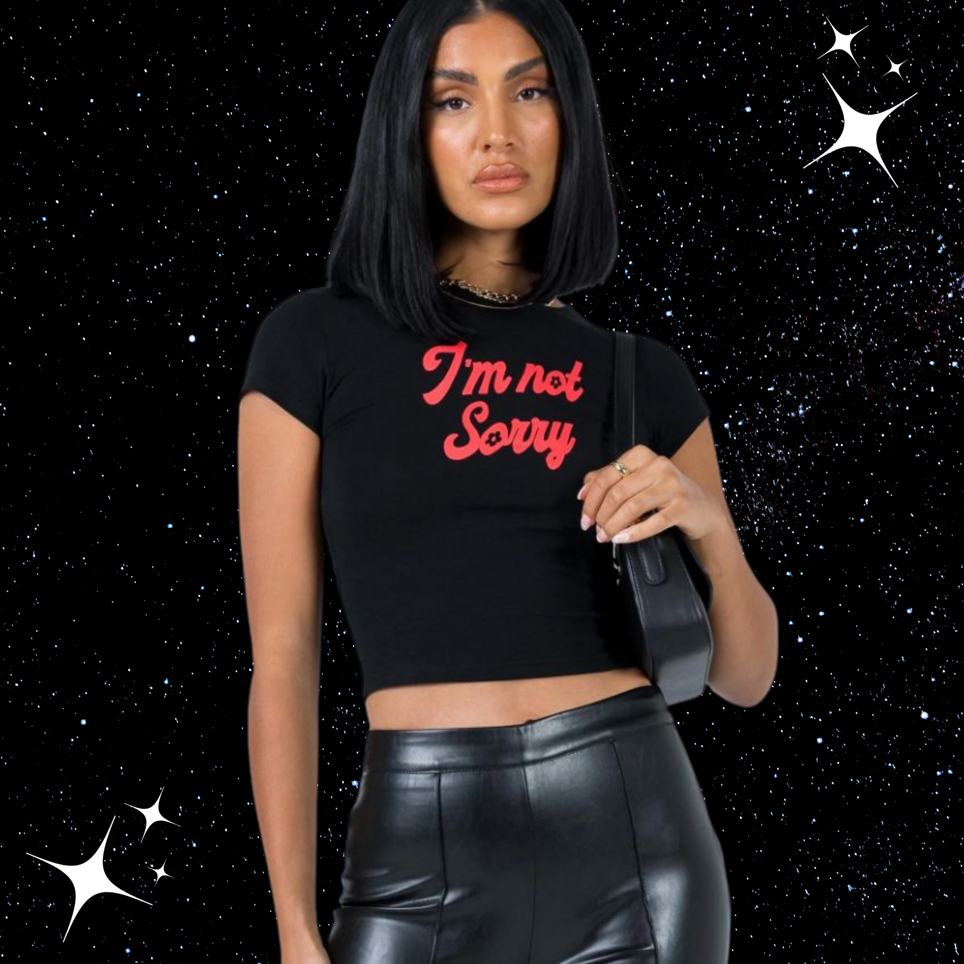 I'm Not Sorry Black Crop Tee