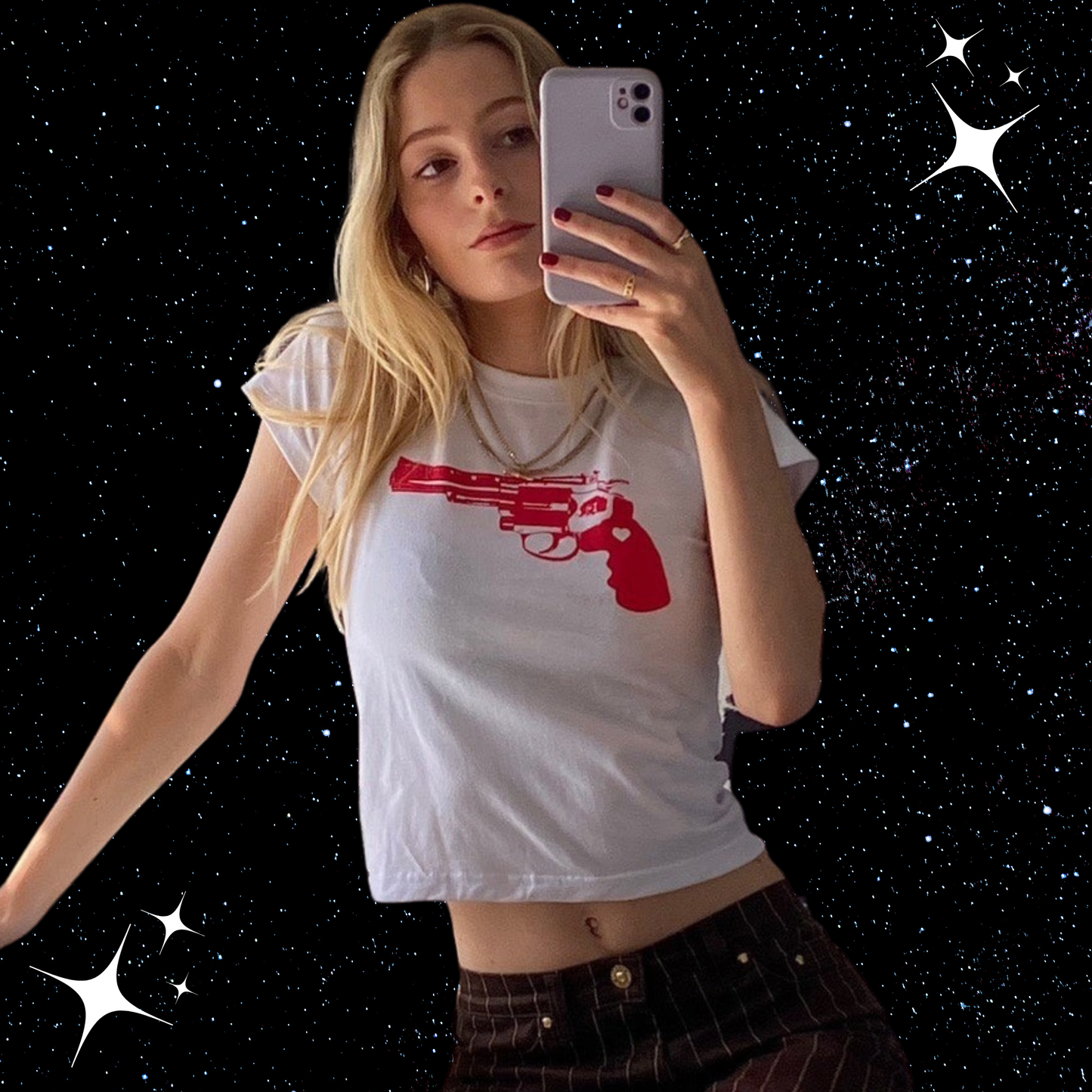 Red Pistol Crop Tee